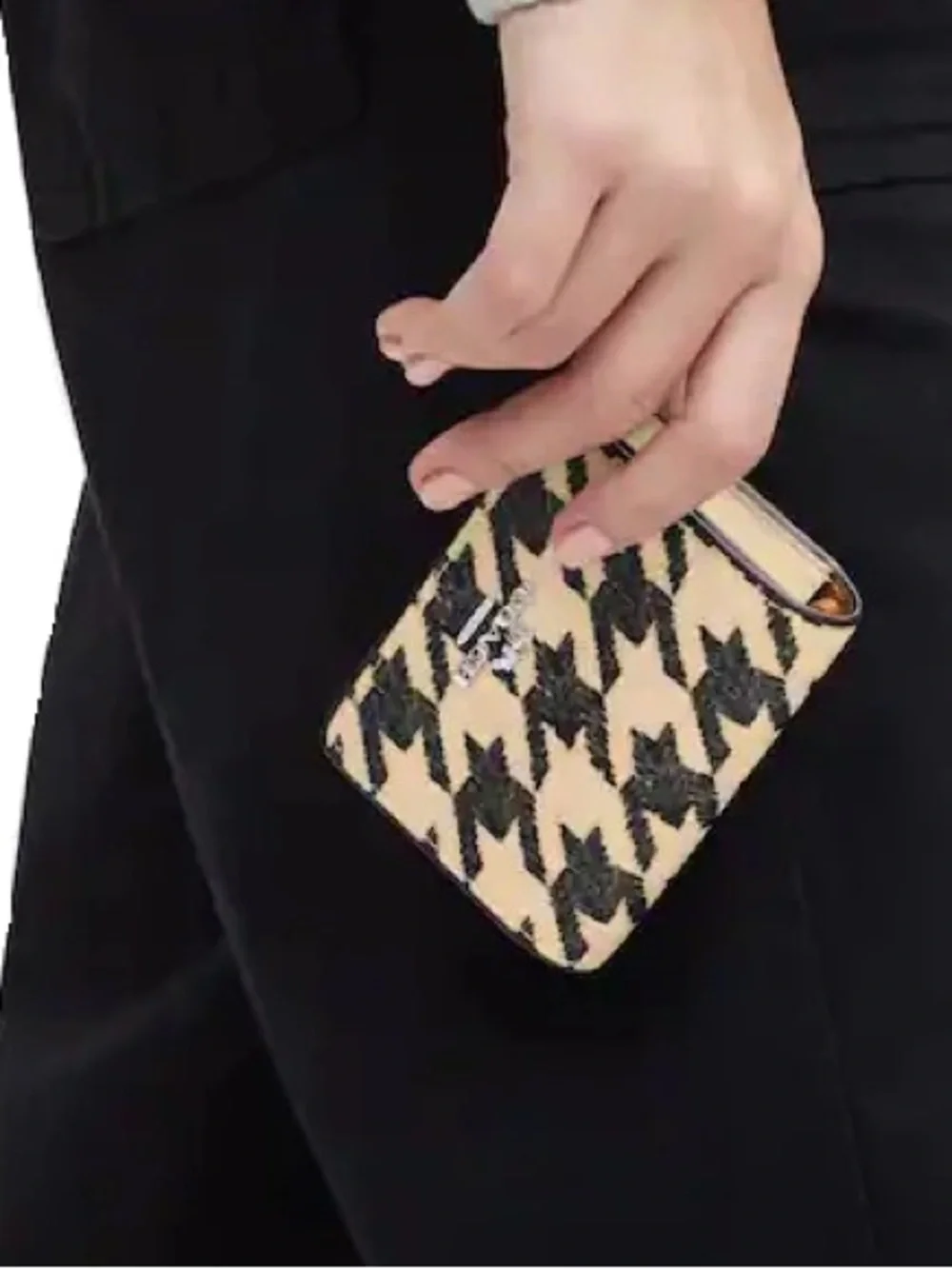 COACH Mini Wallet On A Chain CJ679 Houndstooth Print Brand New
